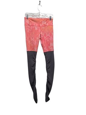Alo Yoga High Waist Colorblock Geometric Print Leggings Coral Pink Orange Black
